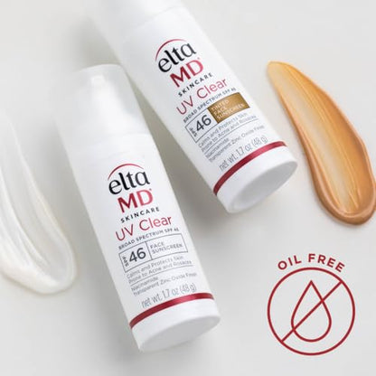 EltaMD UV Clear Face Sunscreen SPF 46, Oil Free Sunscreen with Zinc Oxide, Dermatologist Recommended Sunscreen