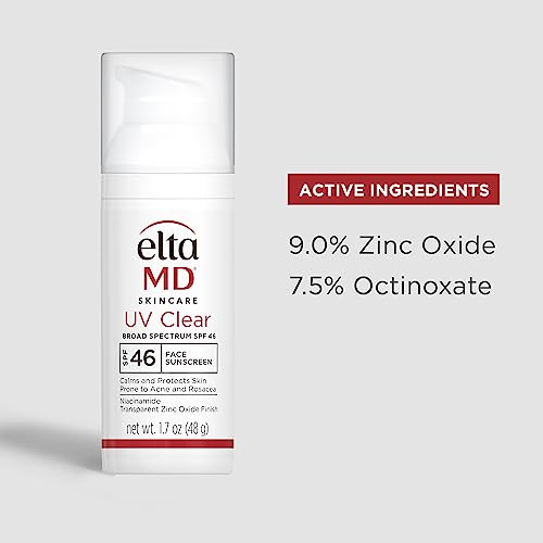 EltaMD UV Clear Face Sunscreen SPF 46, Oil Free Sunscreen with Zinc Oxide, Dermatologist Recommended Sunscreen