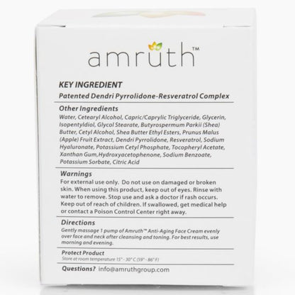 Amruth Resveratrol Daily Anti-Aging Facial Cream, Lightweight Anti-Aging Cream, Firms and Nourishes Skin, Smooths Appearance of Fine Lines and Wrinkles, 1oz Jar with Pump