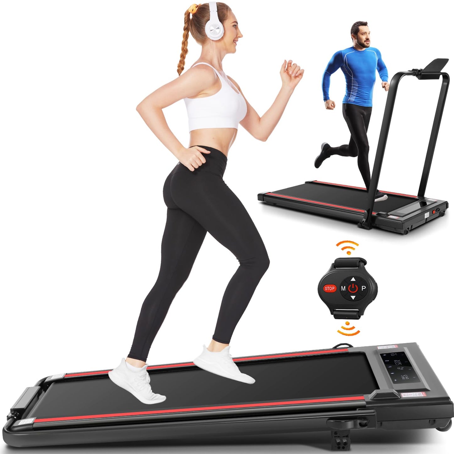 ANCHEER Treadmills with Incline, Under Desk Treadmill/2s Folding Treadmill/Max Treadmill 300 lb Capacity-Walking Pad/Compact Electric Treadmill for Home/Gym/Office with LED Touch Screen/Remote Watch