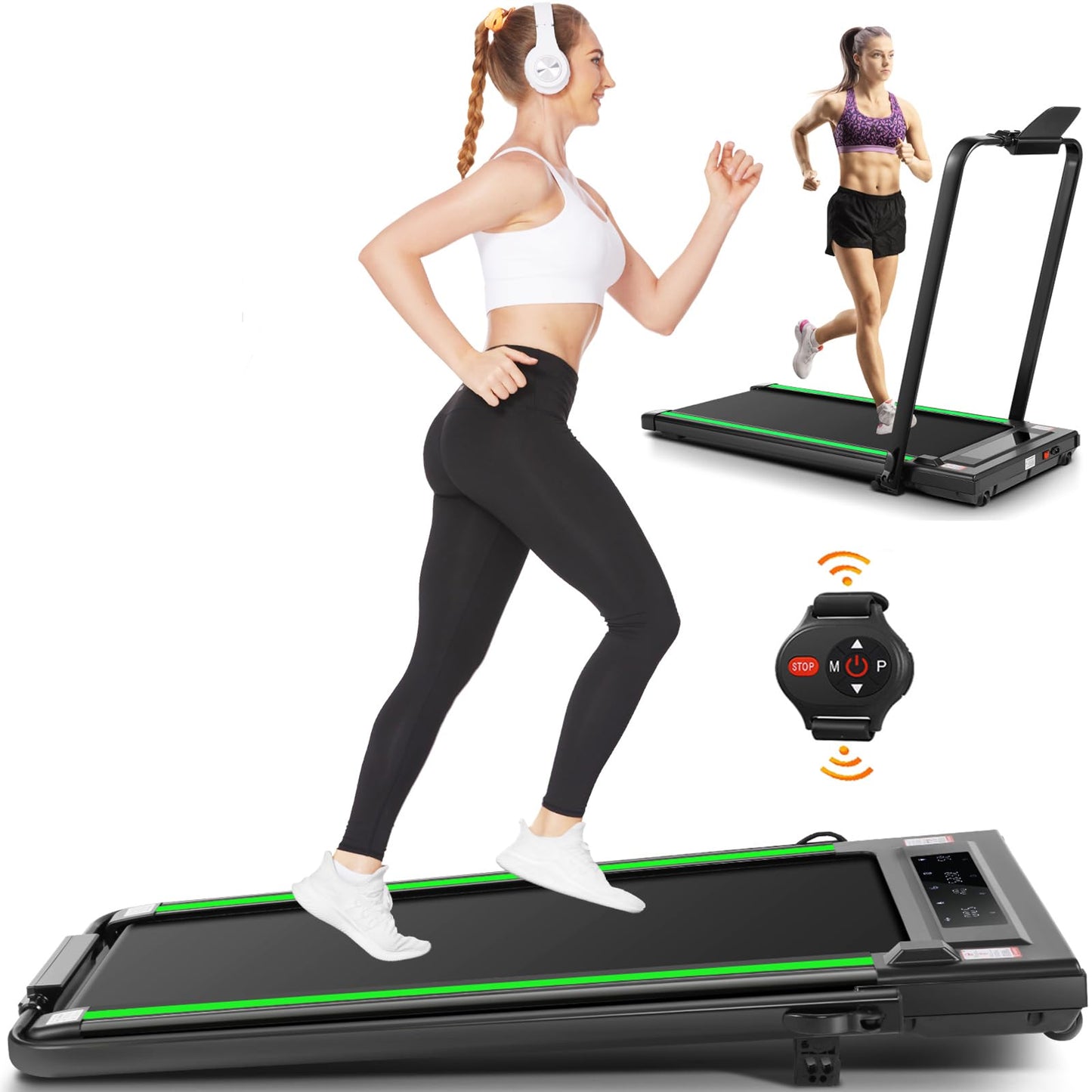 ANCHEER Treadmills with Incline, Under Desk Treadmill/2s Folding Treadmill/Max Treadmill 300 lb Capacity-Walking Pad/Compact Electric Treadmill for Home/Gym/Office with LED Touch Screen/Remote Watch