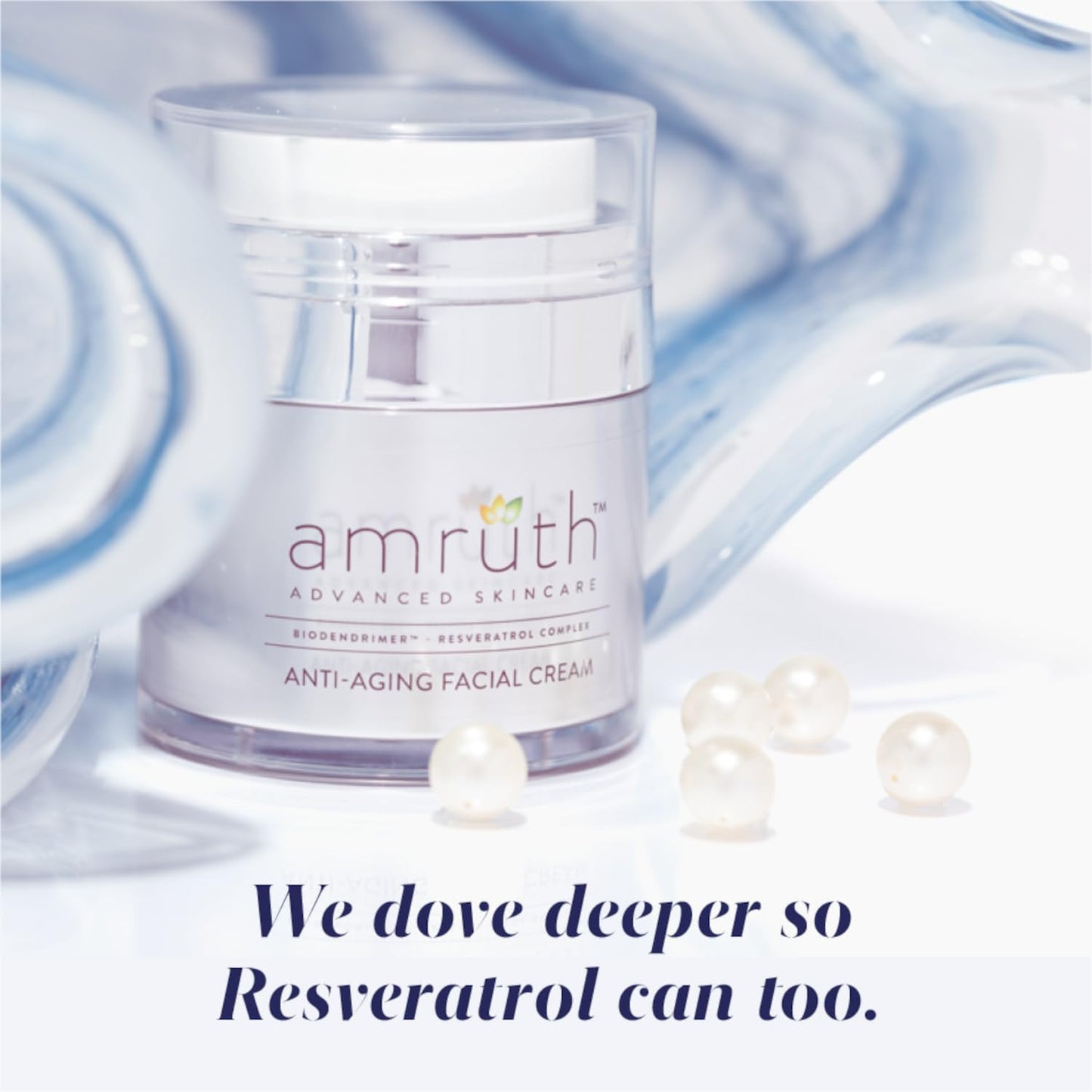 Amruth Resveratrol Daily Anti-Aging Facial Cream, Lightweight Anti-Aging Cream, Firms and Nourishes Skin, Smooths Appearance of Fine Lines and Wrinkles, 1oz Jar with Pump