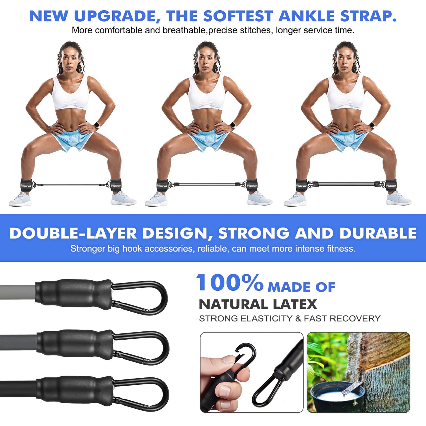 Ankle Resistance Bands with Cuffs, Ankle Bands for Working Out, Ankle Resistance Band for Leg, Booty Workout Equipment for Kickbacks Hip Fitness Training, Exercise Bands for Butt Lift Women