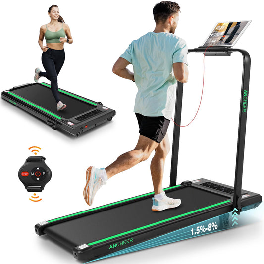 ANCHEER Treadmills with Incline, Under Desk Treadmill/2s Folding Treadmill/Max Treadmill 300 lb Capacity-Walking Pad/Compact Electric Treadmill for Home/Gym/Office with LED Touch Screen/Remote Watch