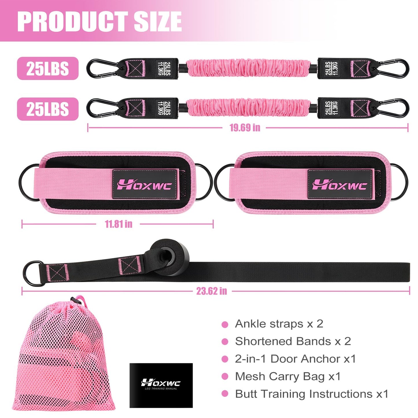 Ankle Resistance Bands with Cuffs, Ankle Bands for Working Out, Ankle Resistance Band for Leg, Booty Workout Equipment for Kickbacks Hip Fitness Training, Exercise Bands for Butt Lift Women