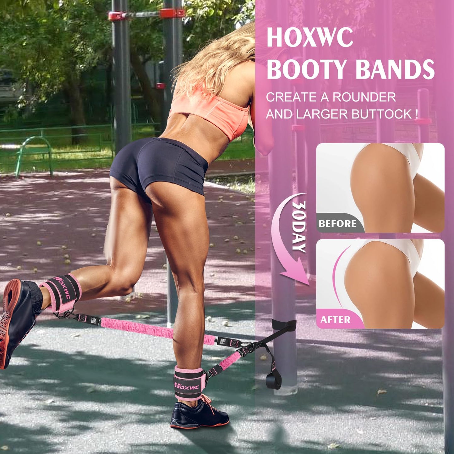 Ankle Resistance Bands with Cuffs, Ankle Bands for Working Out, Ankle Resistance Band for Leg, Booty Workout Equipment for Kickbacks Hip Fitness Training, Exercise Bands for Butt Lift Women