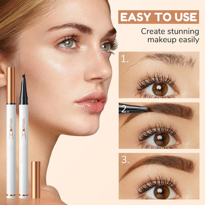 2PCS Waterproof 3D Eyebrow Pencil, 2025 New Magic Microblading Eyebrow Pencil Contouring Pen 4 Tipped Brown Pen, Eye Brown Makeup Long-Lasting Eyebrow Pencil for Women (Light Brown)