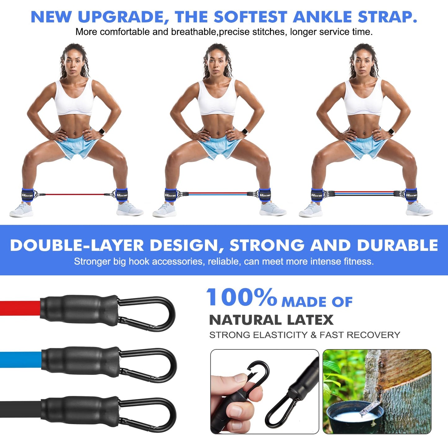 Ankle Resistance Bands with Cuffs, Ankle Bands for Working Out, Ankle Resistance Band for Leg, Booty Workout Equipment for Kickbacks Hip Fitness Training, Exercise Bands for Butt Lift Women