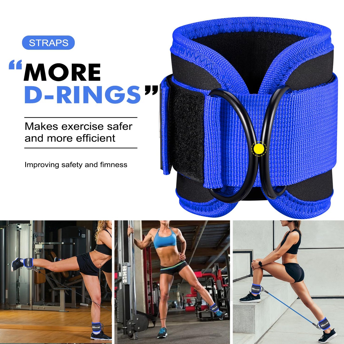 Ankle Resistance Bands with Cuffs, Ankle Bands for Working Out, Ankle Resistance Band for Leg, Booty Workout Equipment for Kickbacks Hip Fitness Training, Exercise Bands for Butt Lift Women