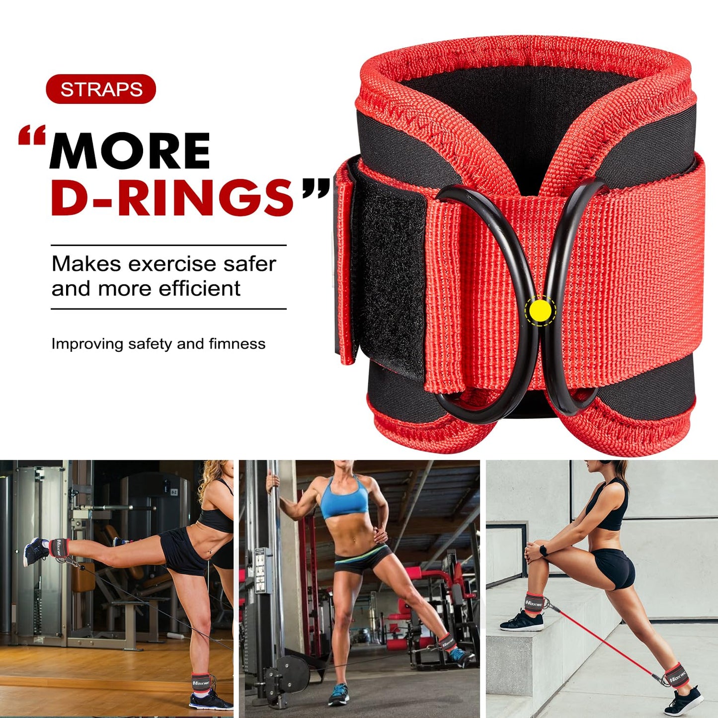 Ankle Resistance Bands with Cuffs, Ankle Bands for Working Out, Ankle Resistance Band for Leg, Booty Workout Equipment for Kickbacks Hip Fitness Training, Exercise Bands for Butt Lift Women