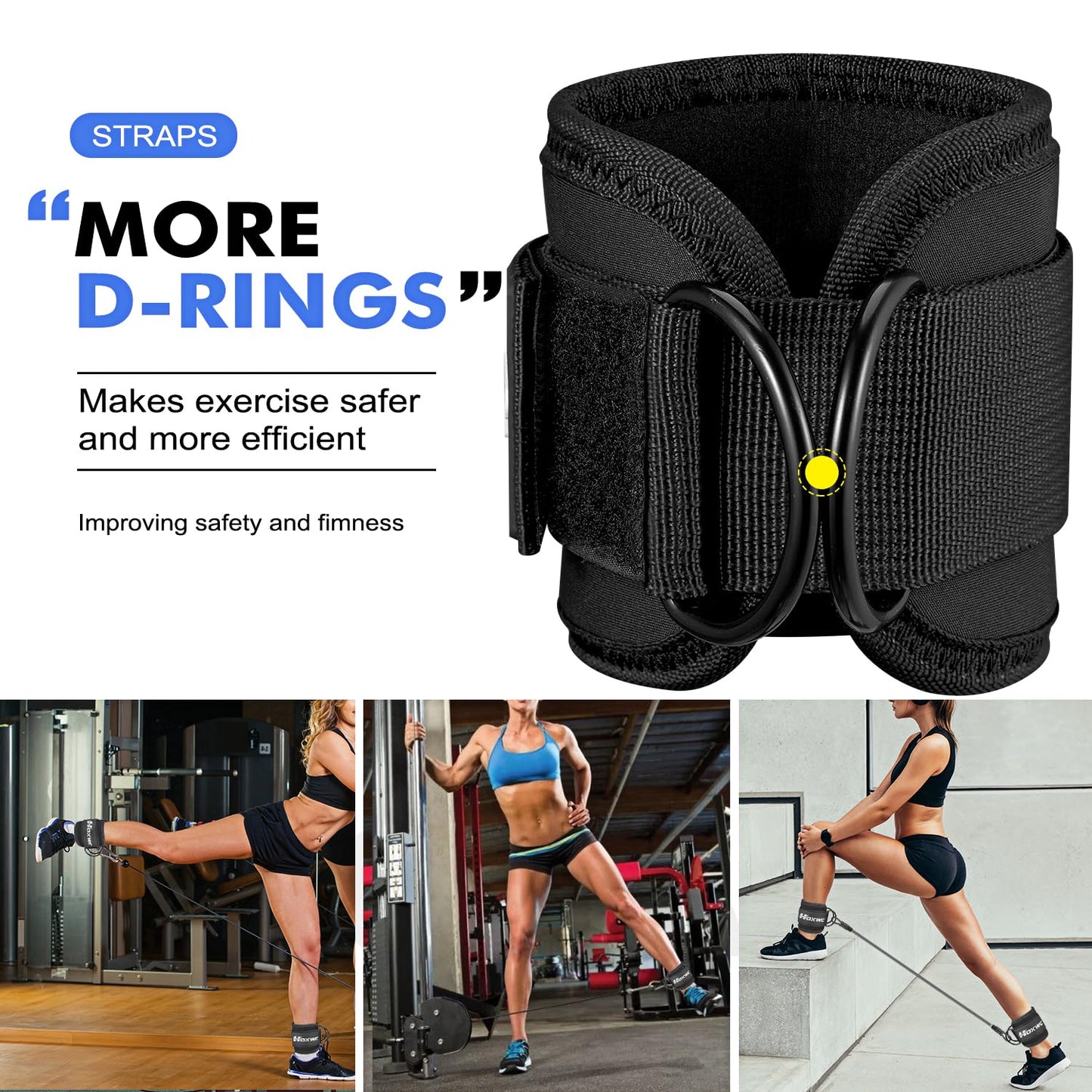 Ankle Resistance Bands with Cuffs, Ankle Bands for Working Out, Ankle Resistance Band for Leg, Booty Workout Equipment for Kickbacks Hip Fitness Training, Exercise Bands for Butt Lift Women