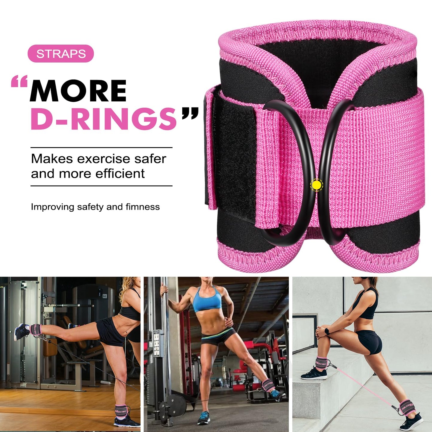 Ankle Resistance Bands with Cuffs, Ankle Bands for Working Out, Ankle Resistance Band for Leg, Booty Workout Equipment for Kickbacks Hip Fitness Training, Exercise Bands for Butt Lift Women